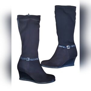 Womens Lauren Ralph Lauren Tula Knee-High Wedge Boots, Black, 10